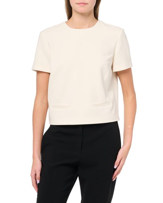 Theory White Short Sleeve Crop Pocket Top