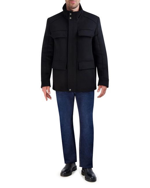 Cole Haan Blue Wool Multi-pocket Coat for men