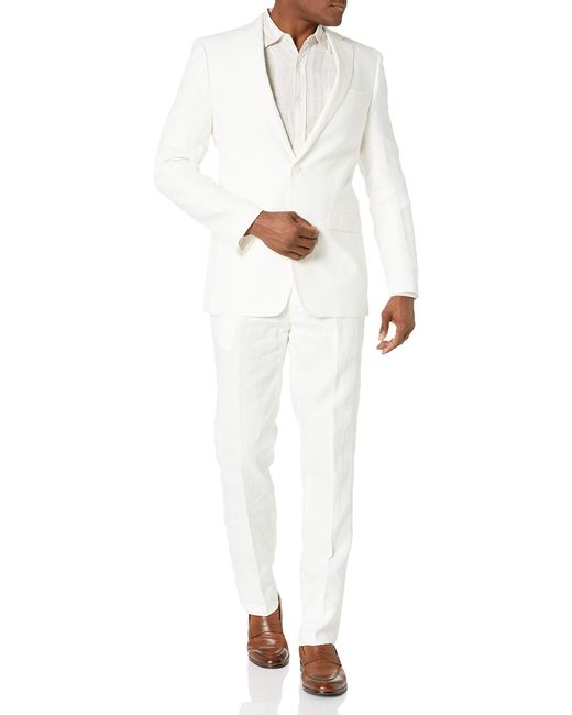 Calvin Klein White Extreme Slim Fit Linen Suit for men