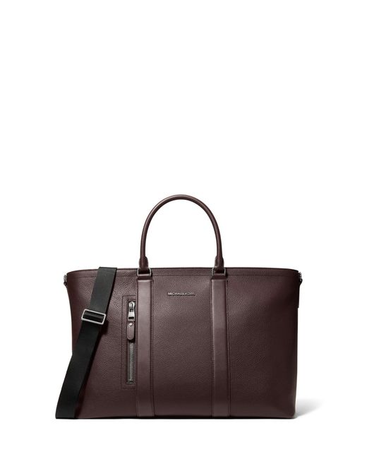 Michael Kors Brown Mk Hudson Pebbled Leather Tote Bag for men