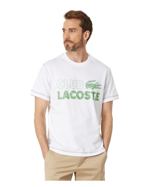 Lacoste White 's Vintage Print Organic Cotton T-shirt for men