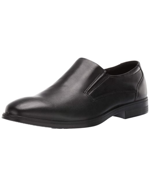 Ecco Black Melbourne Plain Toe Slip On Shoe for men