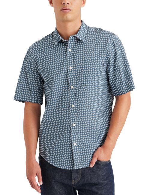 Dockers Blue Regular Fit Short Sleeve Casual Shirt for men