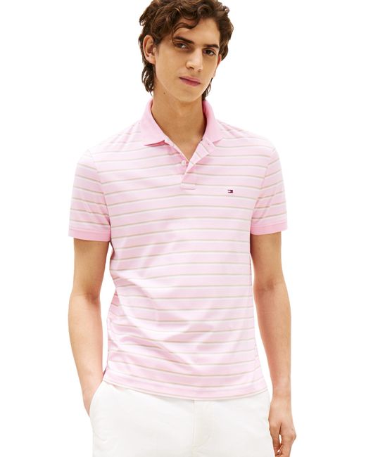 Tommy Hilfiger White Short Sleeve Casual Polo Shirts In Regular Fit With Interlocked Cotton for men