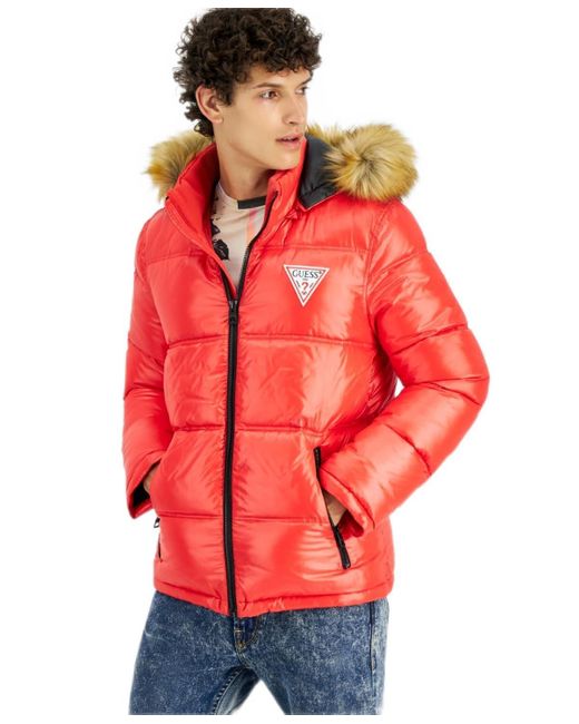 Guess Red Warm Rain Resistant Puffer for men