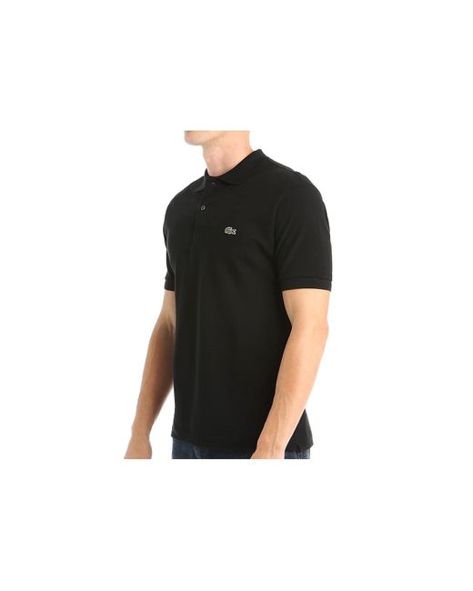 Lacoste S Short Sleeve L.12.12 Pique Polo Shirt in Black for Men | Lyst