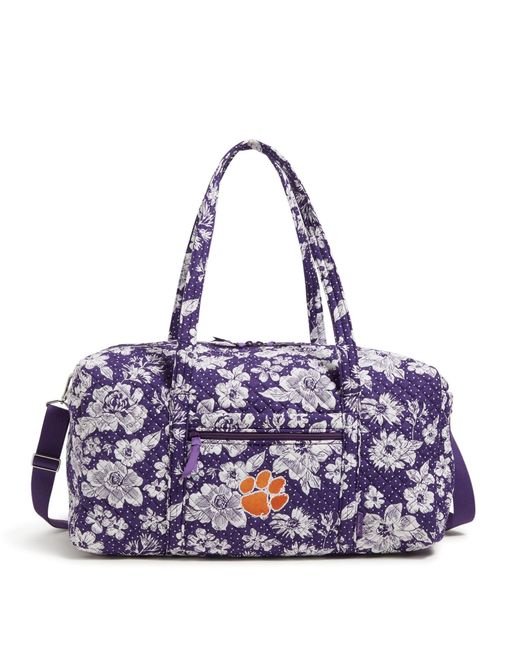 Vera Bradley Purple Cotton Collegiate Large Travel Duffle Bag