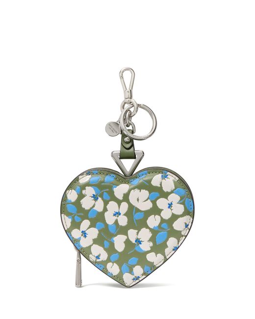 Kate Spade Metallic Liv Painterly Bouquet Embossed Smooth Leather Heart Coin Purse