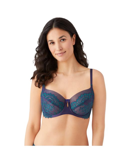 Wacoal Blue Center Stage Lace Unlined Underwire Bra