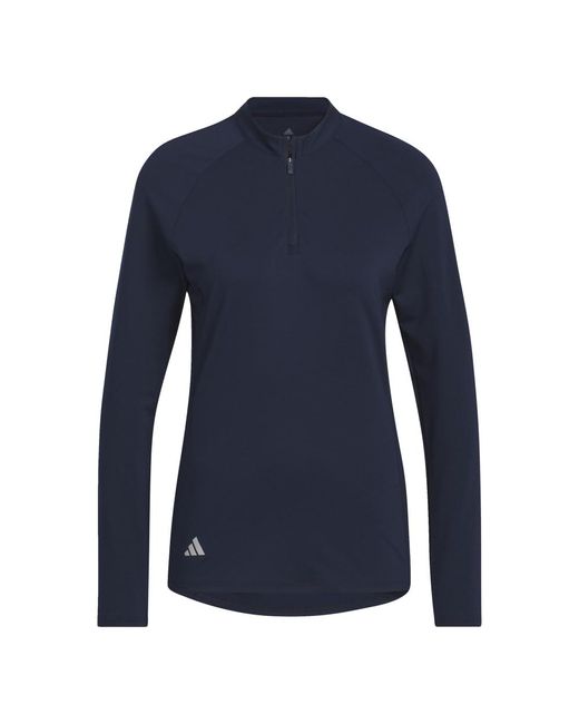 Adidas Blue Standard Quarter Zip Long Sleever Golf Polo Shirt