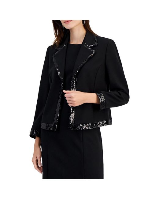 Kasper Black Plus Size Notch Collar