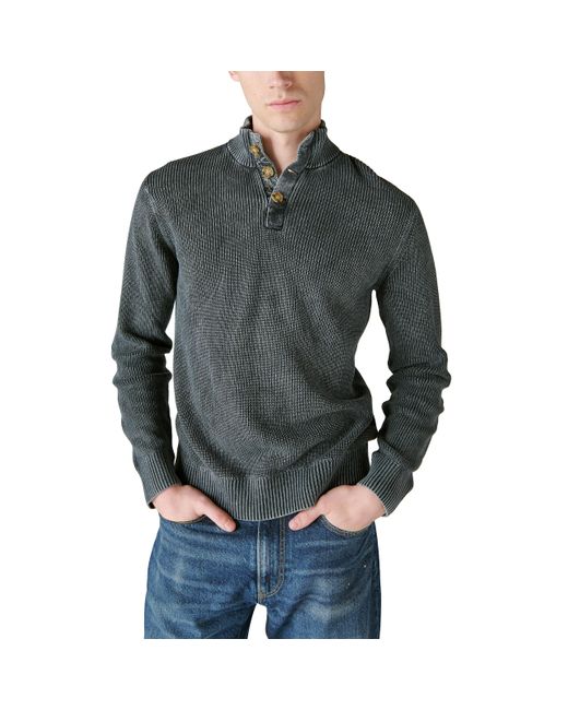 Lucky Brand Gray Mixed Media Mock Neck Sweater for men
