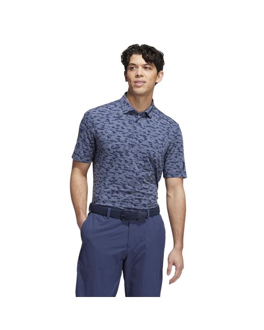 Adidas Blue Go-to Camo Print Golf Polo Shirt for men