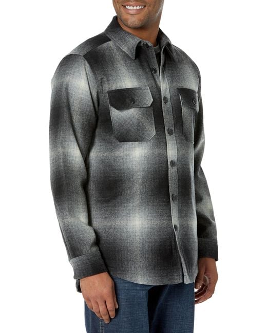 Pendleton Gray Quilted Cpo Wool Shirt Jacket for men
