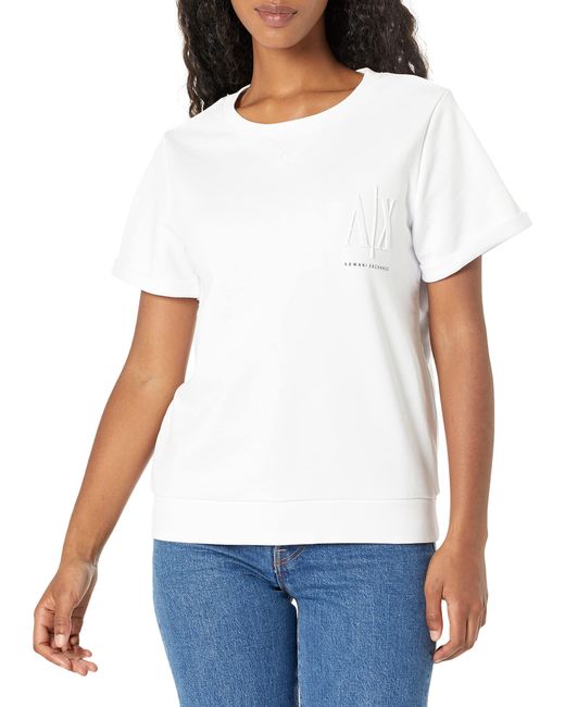 Emporio Armani White A | X Armani Exchange Short Sleeve Logo Sweatshirt