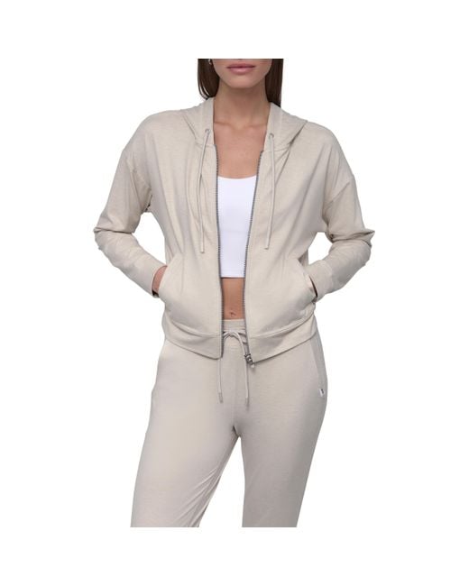 DKNY Gray Full Zip Cropped Hoodie Sweatshirt