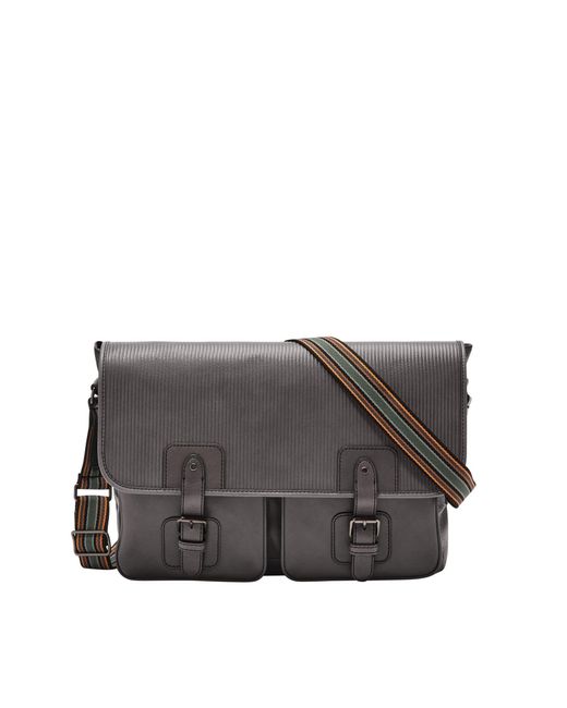 Fossil Greenville Leather Briefcase Messenger Laptop Bag in Gray for