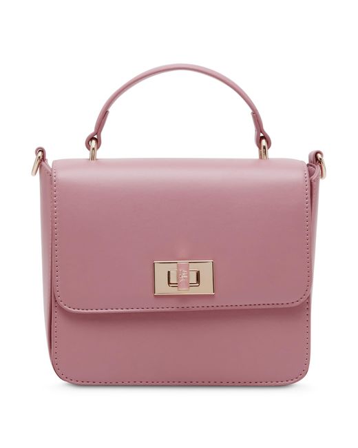 Anne Klein Pink Small Square Flap Crossbody With Enamel Turn Lock
