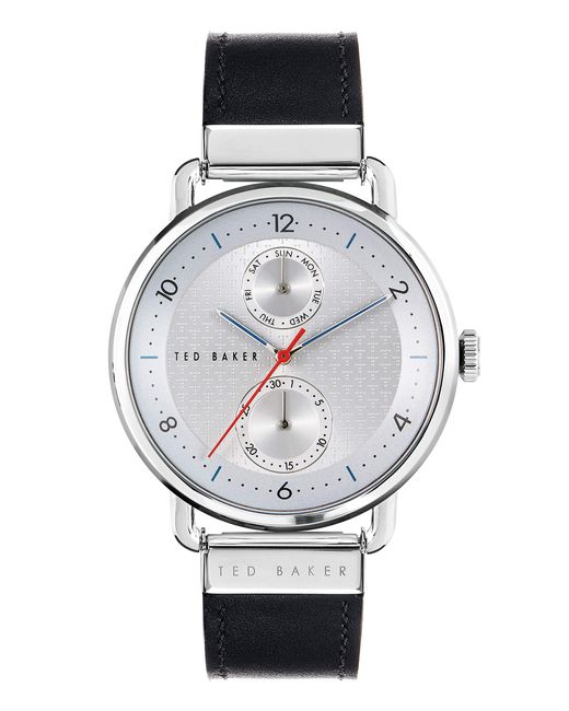 Ted Baker Gray Brixam Black Leather Strap Watch for men
