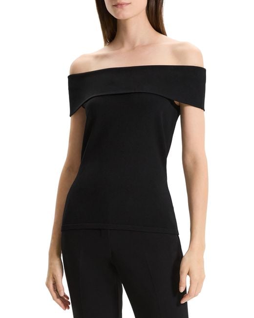 Theory Black Over The Shoulder Drape Pull Over