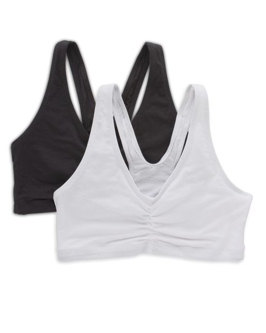 Hanes Women's Stretch Cotton Low Imact Sports Bras - 2 Pack, White/black, Small
