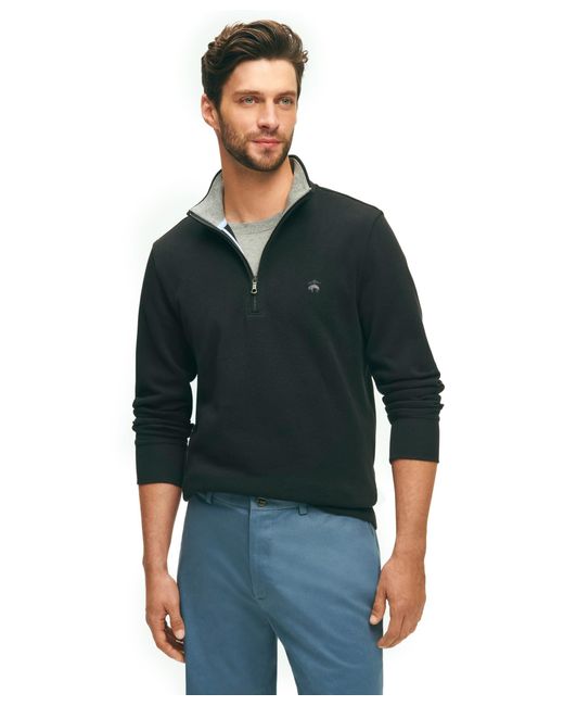 Brooks Brothers Green Regular Fit Ribbed French Terry Long Sleeve Half-zip Sweater for men