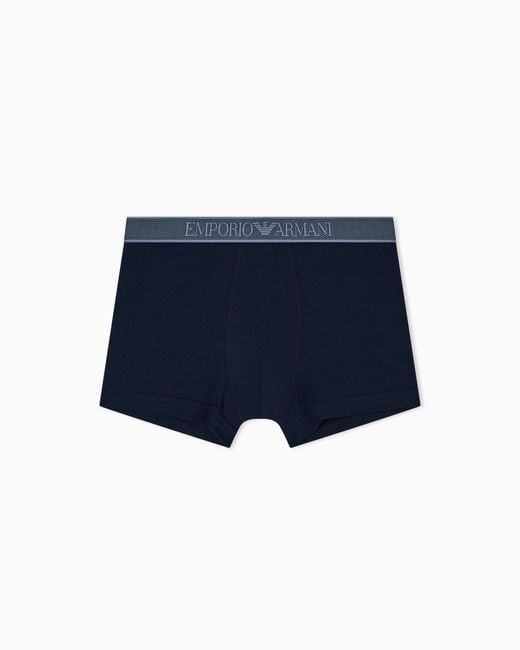 Emporio Armani Blue Shiny Logo Band Trunk for men