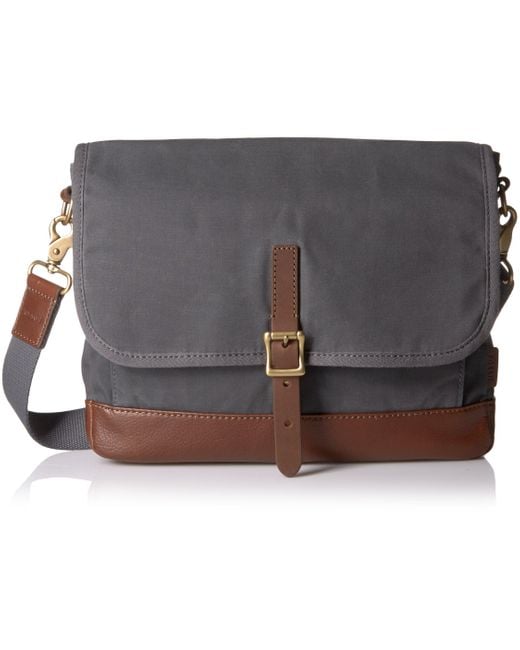 Fossil Gray Defender Waxed Canvas East West City Bag for men