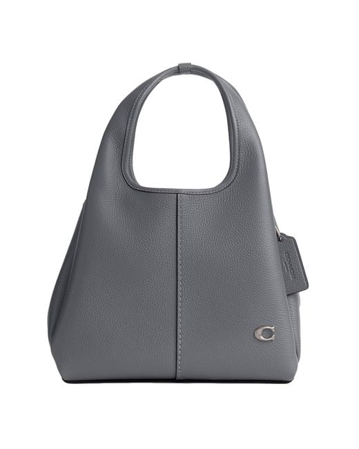 COACH Gray Polished Pebble Leather Lana Shoulder Bag 23