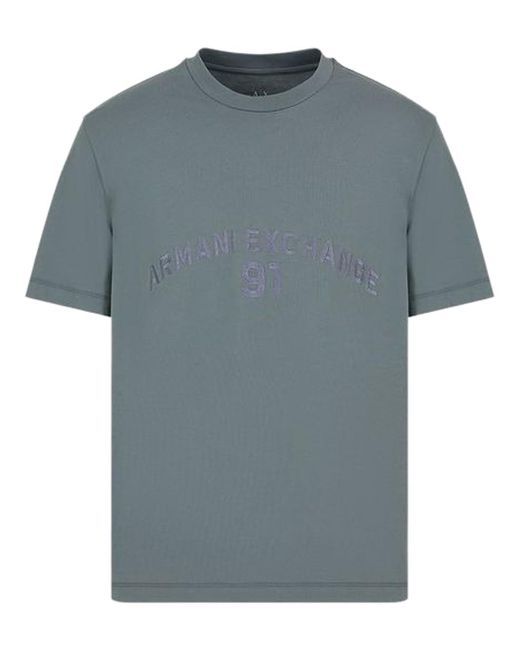 Emporio Armani Blue A | X Armani Exchange Armani 91 Logo Short Sleeve T-shirt for men