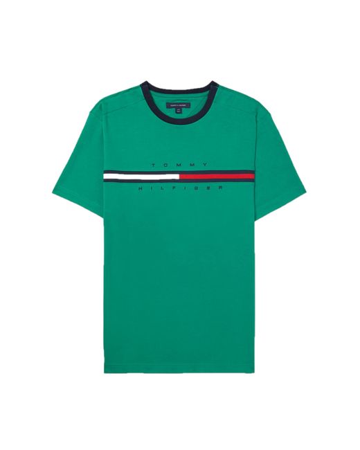 Tommy Hilfiger Green Adaptive Logo Stripe T-shirt for men