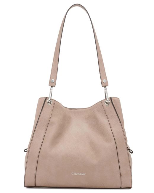 Calvin Klein Leather Reyna Novelty Triple Compartment Shoulder Bag Lyst