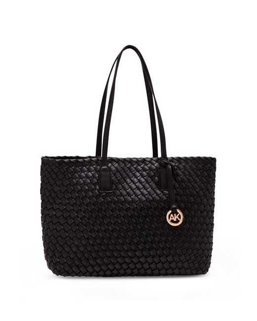 Anne Klein Black Woven Tote With Pouch