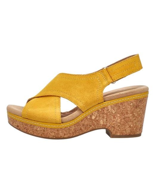 Clarks Giselle Cove Wedge Sandal in Golden Yellow Leather (Yellow) Lyst