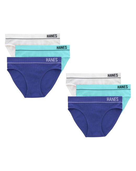 Hanes Blue Originals Seamless Stretch Rib Bikini Panties Pack