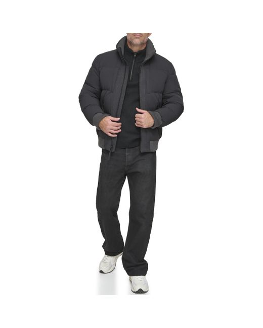 Andrew Marc Black Mid Length Water Resistant Wool Jacket With Inner Bib for men