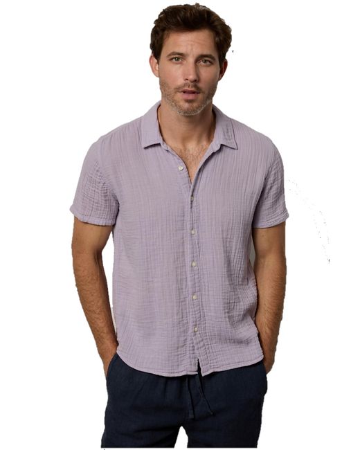 Velvet By Graham & Spencer Purple Christian Short Sleeve Button Down Woven Shirt for men