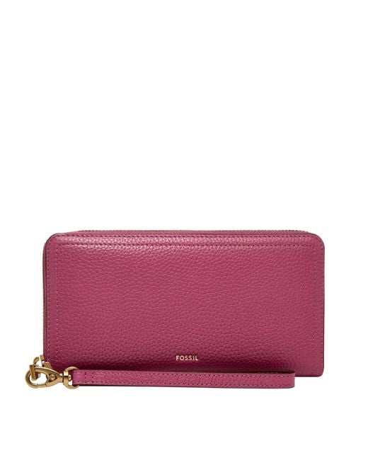 Fossil Purple Logan Rfid Zip Around Clutch Wallet