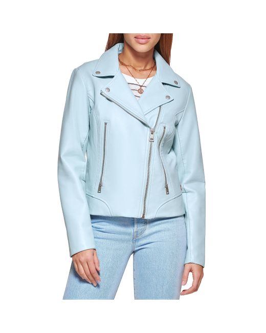Levi's Blue The Belted Faux Leather Moto Jacket