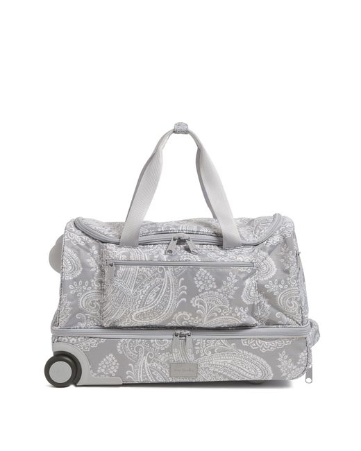 Vera Bradley Gray Recycled Ripstop Foldable Rolling Duffle Bag