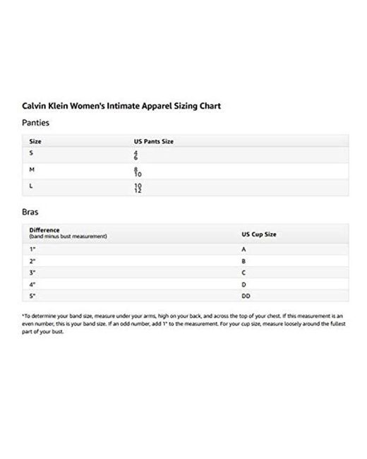 Calvin Klein Triangle Bra Size Chart