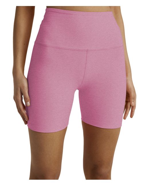 Beyond Yoga Red Spacedye Keep Pace Biker Shorts Pink Bloom Heather Sm