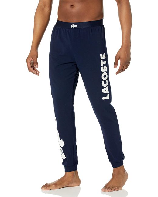 Lacoste Blue Relaxed Fit Graphic Croc Print Pajama Jogger Pant for men
