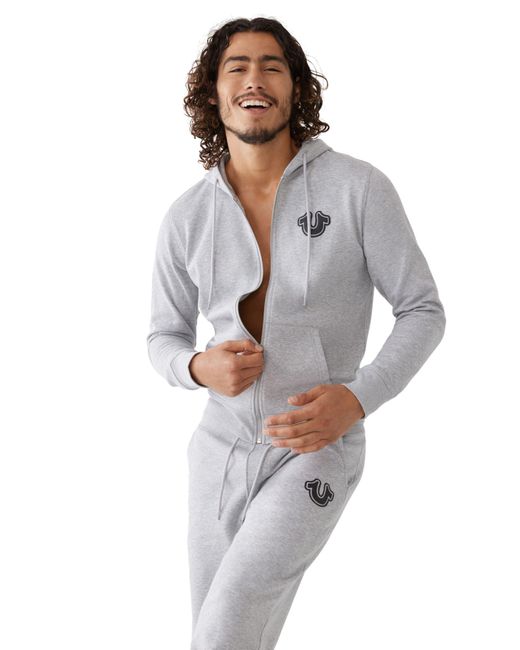 True Religion Gray Puff Buddha Zip Hoodie for men