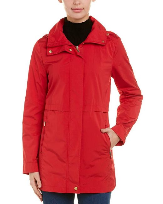 Cole Haan Red Adjustable Packable Unlined Coat