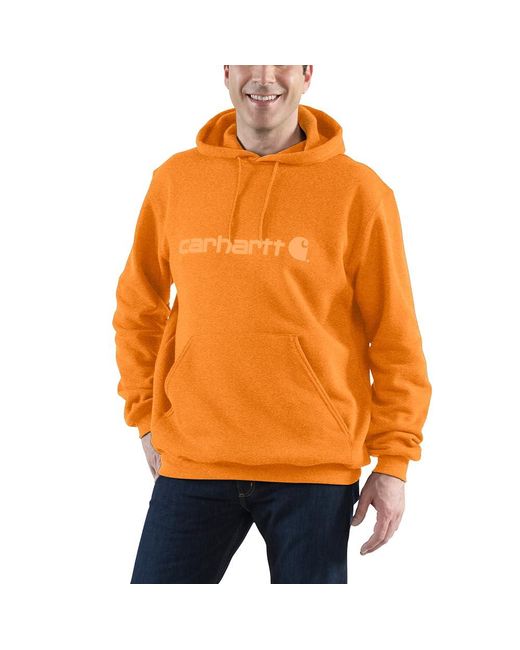 Carhartt Orange Loose Fit Midweight Logo Graphic Sweatshirt for men