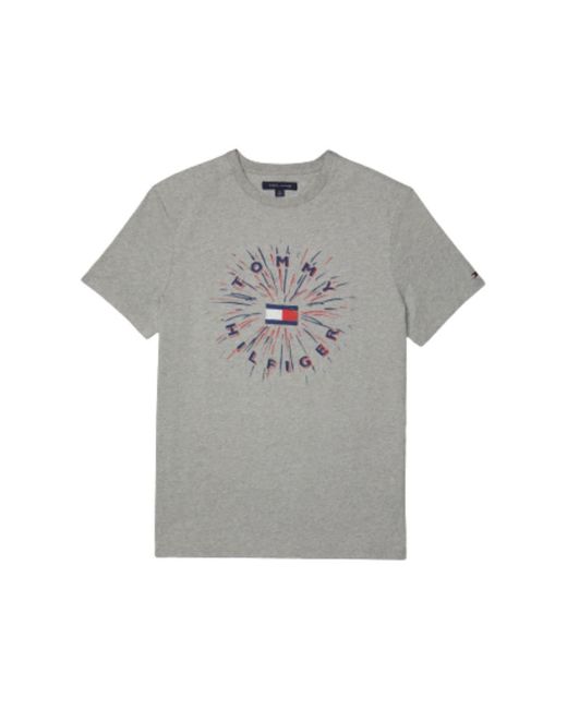 Tommy Hilfiger Gray Adaptive Short Sleeve Graphic T-shirt With Magnetic Buttons for men
