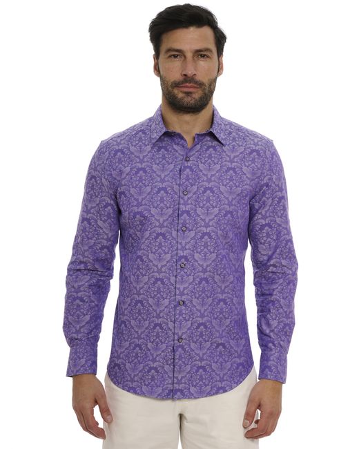 Robert Graham Purple S Bayview Long Sleeve Woven Button Down Shirt for men