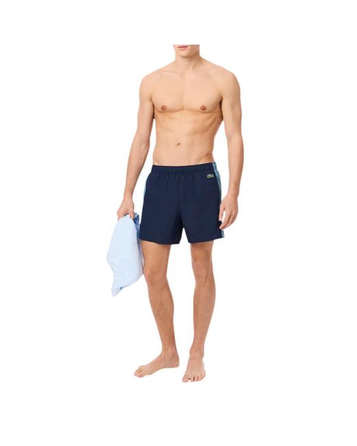 Lacoste Blue Colorblock Swim Trunks for men