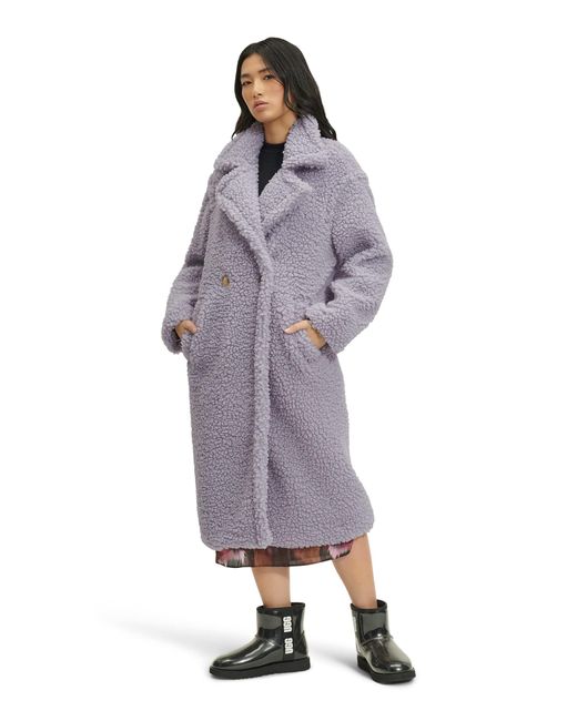 Ugg Purple Gertrude Long Teddy Coat